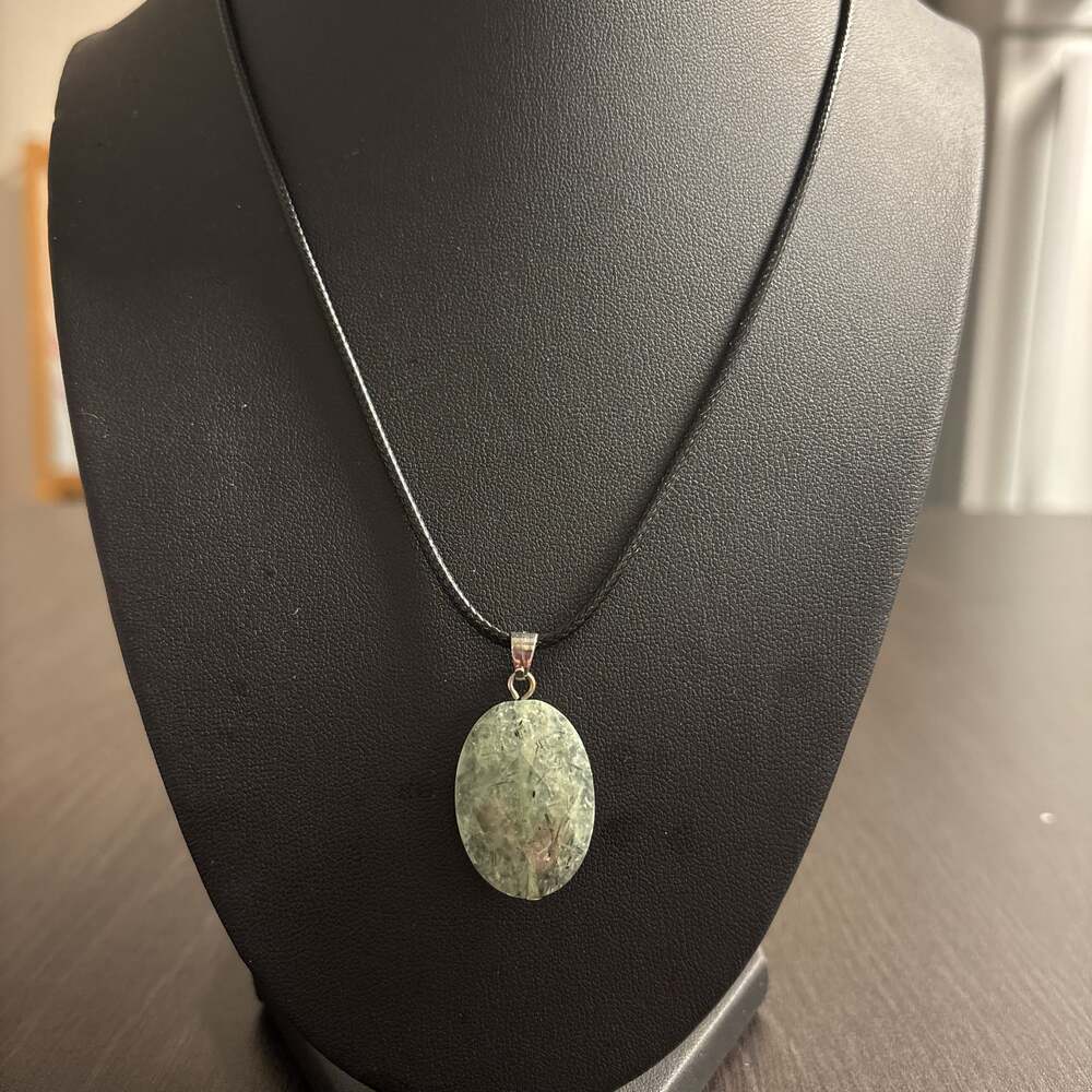 Natural Prehnite Necklace with black Cord